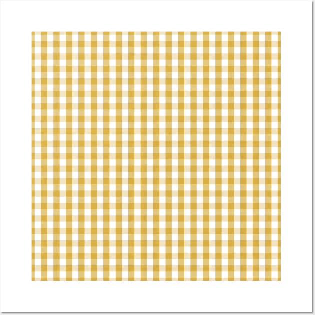 Designer Fall 2016 Color Trends-Spicy Mustard Yellow Gingham Check Wall Art by podartist